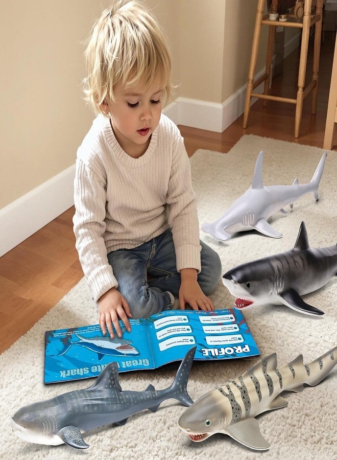 MOEAWS 6 Pack Large Size Shark Toys(15-16 Inch) with Educational Booklet, Soft Plastic Figurines, Party Decoration, Under The Sea Creature Toy, Ocean Animal Figure for Kid Boy Girl Toddler, Cake Toppers - Image 5